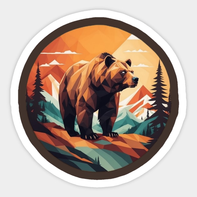 Geometric Bear In Mountain Forest Sticker by Trip Tank